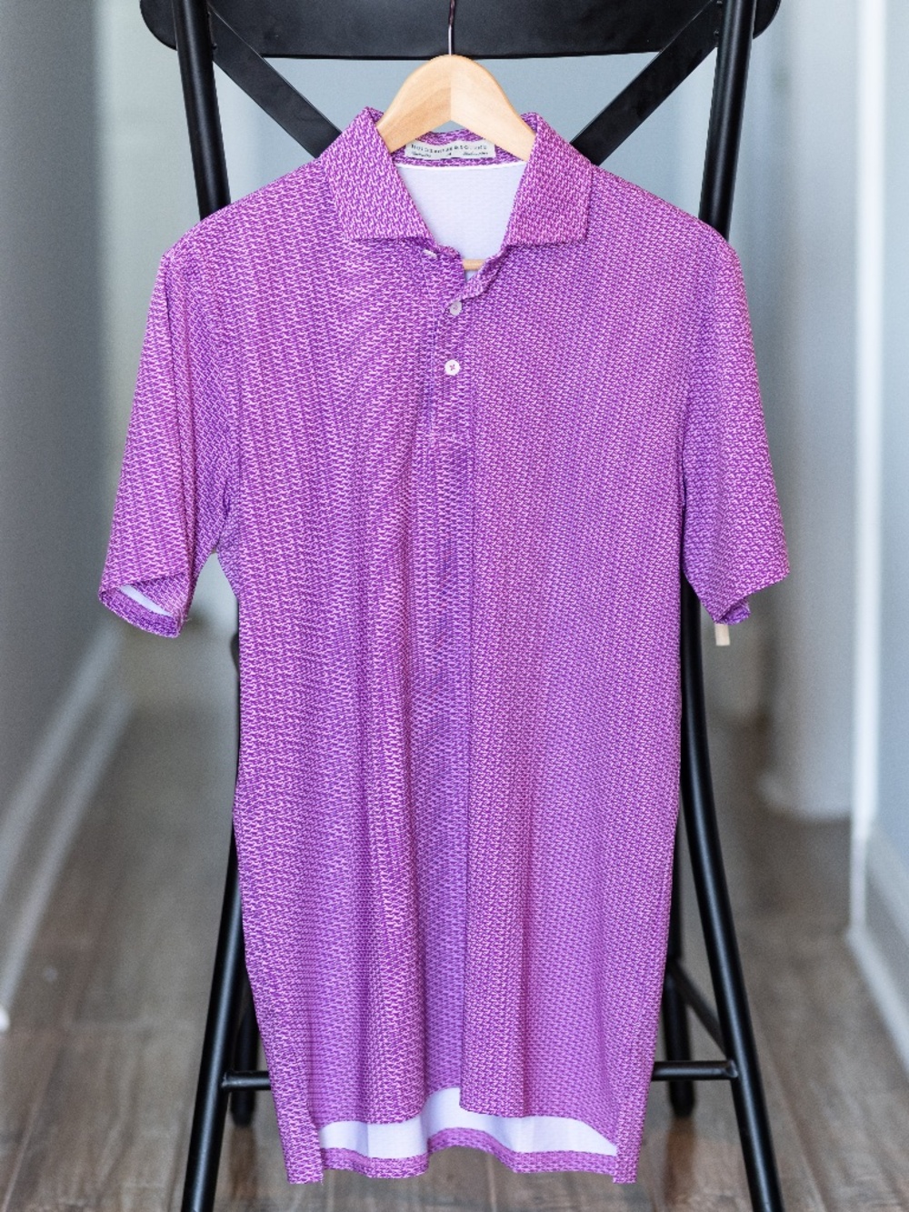 Men's M Holderness and Bourne The Frame Purple Performance Polo